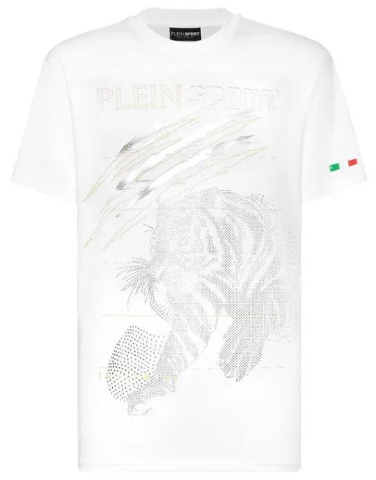 Online Philipp Plein Cotton Dotted Lamina T-shirt Round Neck SS Tiger