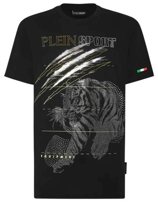 Hot Philipp Plein Cotton Dotted Lamina T-shirt Round Neck SS Tiger