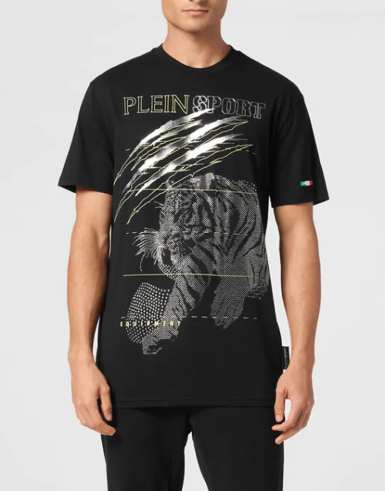 Hot Philipp Plein Cotton Dotted Lamina T-shirt Round Neck SS Tiger