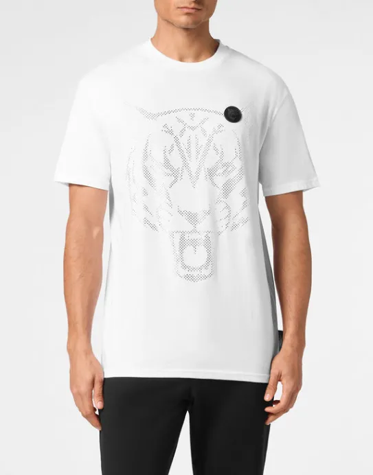 Hot Philipp Plein Cotton T-shirt Round Neck SS  Lamina Tiger