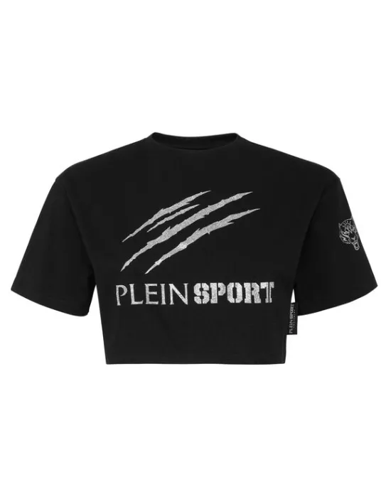 Sale Philipp Plein Cropped T-shirt Round Neck Scratch