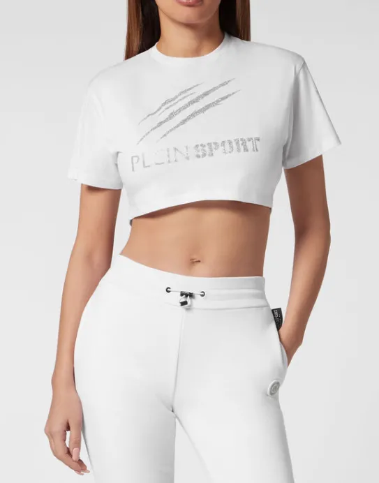 Online Philipp Plein Cropped T-shirt Round Neck Scratch