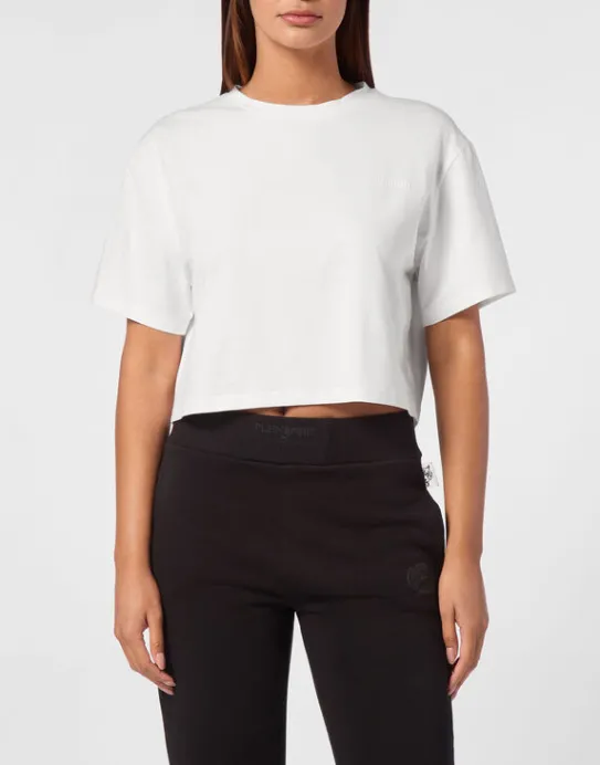 Discount Philipp Plein Cropped T-shirt Round Neck SS