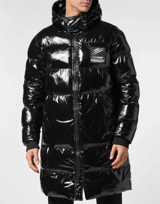 Online Philipp Plein Long Nylon Puffer Jacket