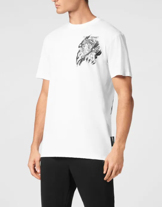 Fashion Philipp Plein Plein Sport Cotton T-shirt Round Neck SS Tiger