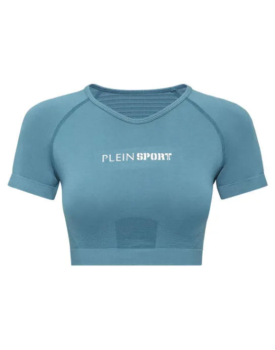 Sale Philipp Plein Seamless Cropped T-shirt V-Neck SS Logo