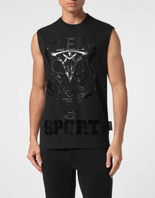 Sale Philipp Plein Sleeveless T-shirt Round Neck SS Tiger