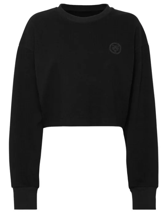 Best Philipp Plein Sponge Cropped Sweatshirt Round Neck LS