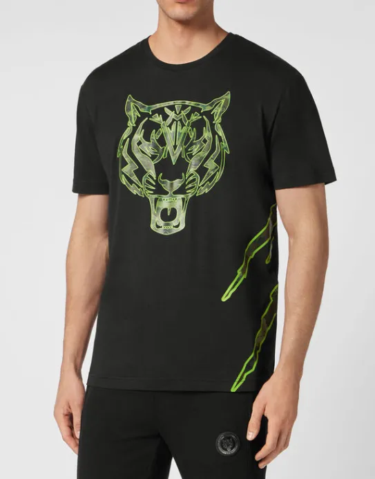 Discount Philipp Plein T-shirt Round Neck Tiger